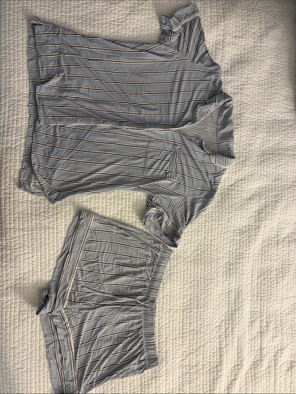 Victoria's Secret Light Blue Striped Short Sleeve Pajama Set